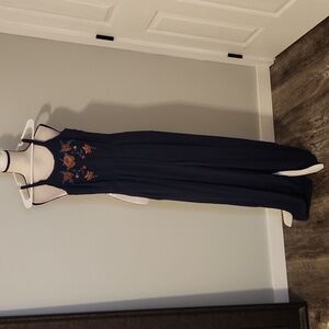Knox Rose embroidered navy jumpsuit